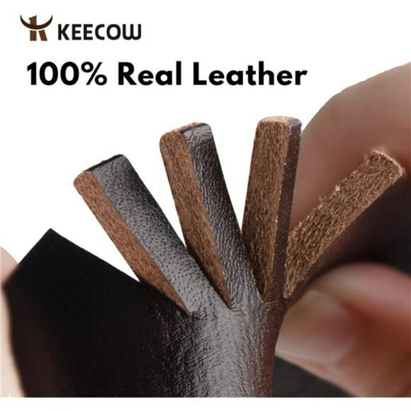 Mens Italian Leather Belt Brown Adjustable Waist Casual Dress Work Buckle - Picture 6 of 7